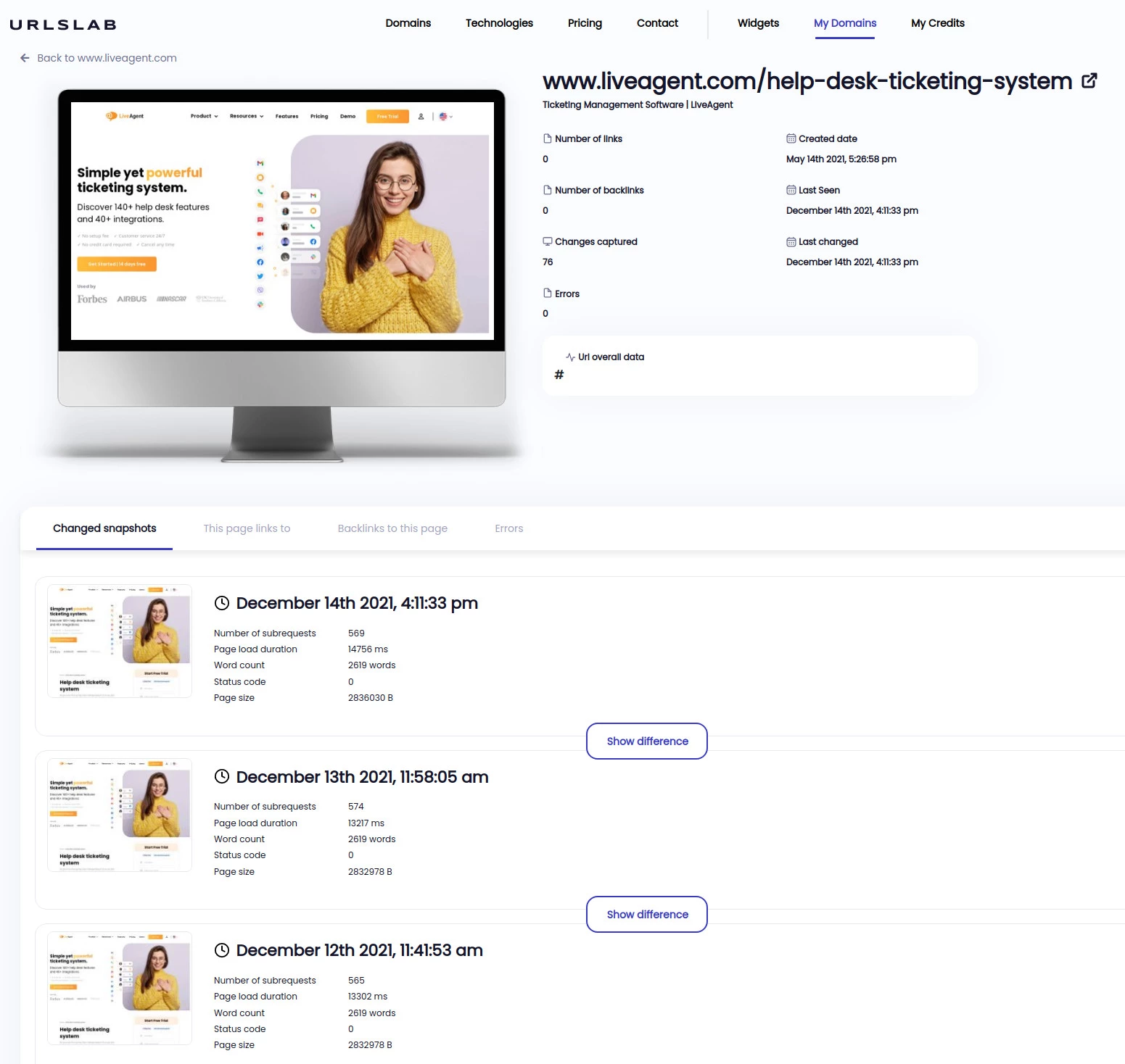 Получаване на снимка на всяка страница на вашия уебсайт ежедневно