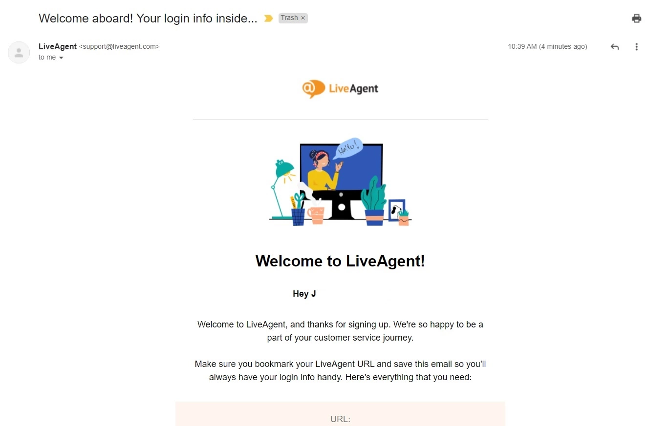 Добре дошли в имейла на LiveAgent