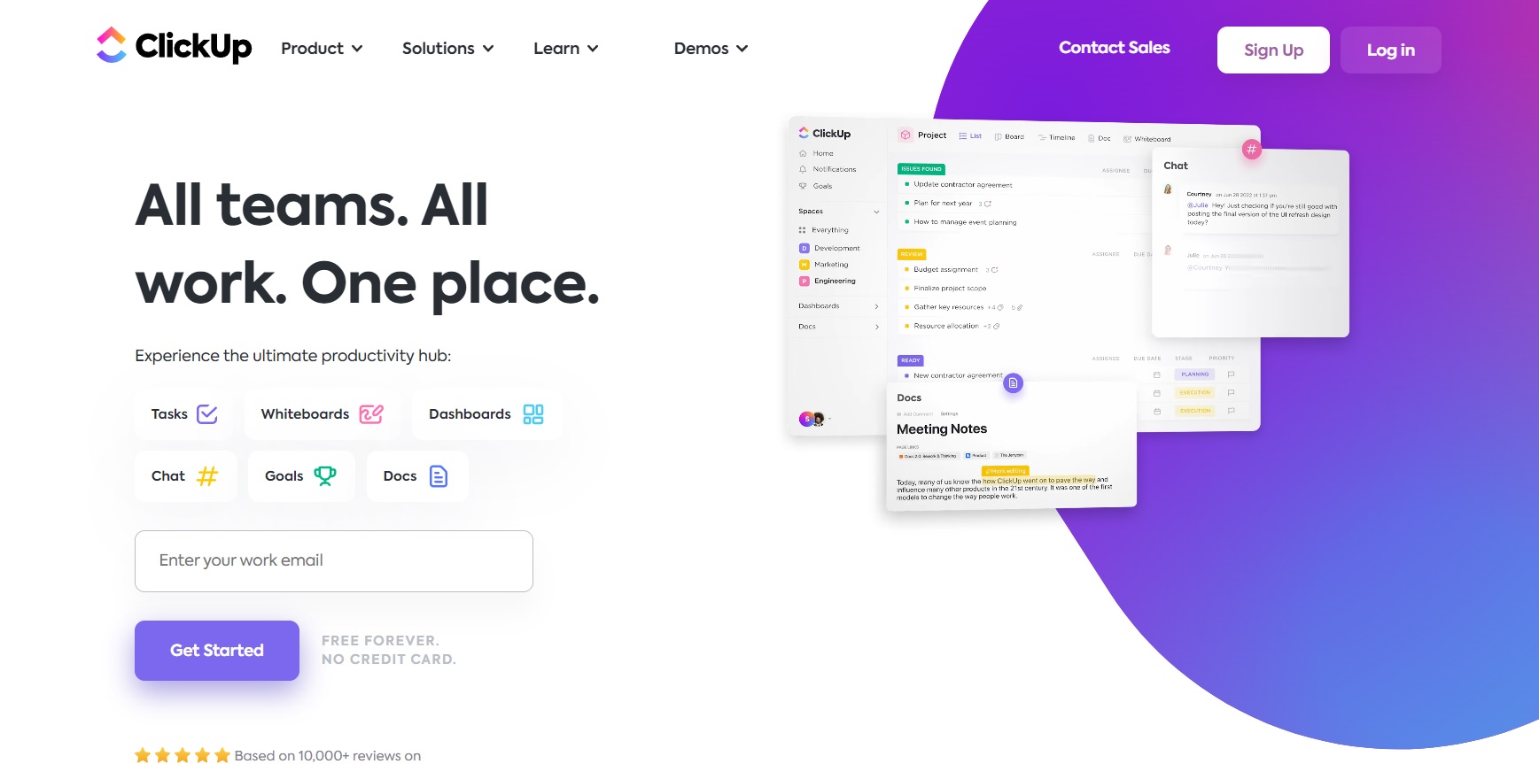 Начална страница на ClickUp - планирайте, проследявайте и лесно управлявайте своите проекти от едно място.