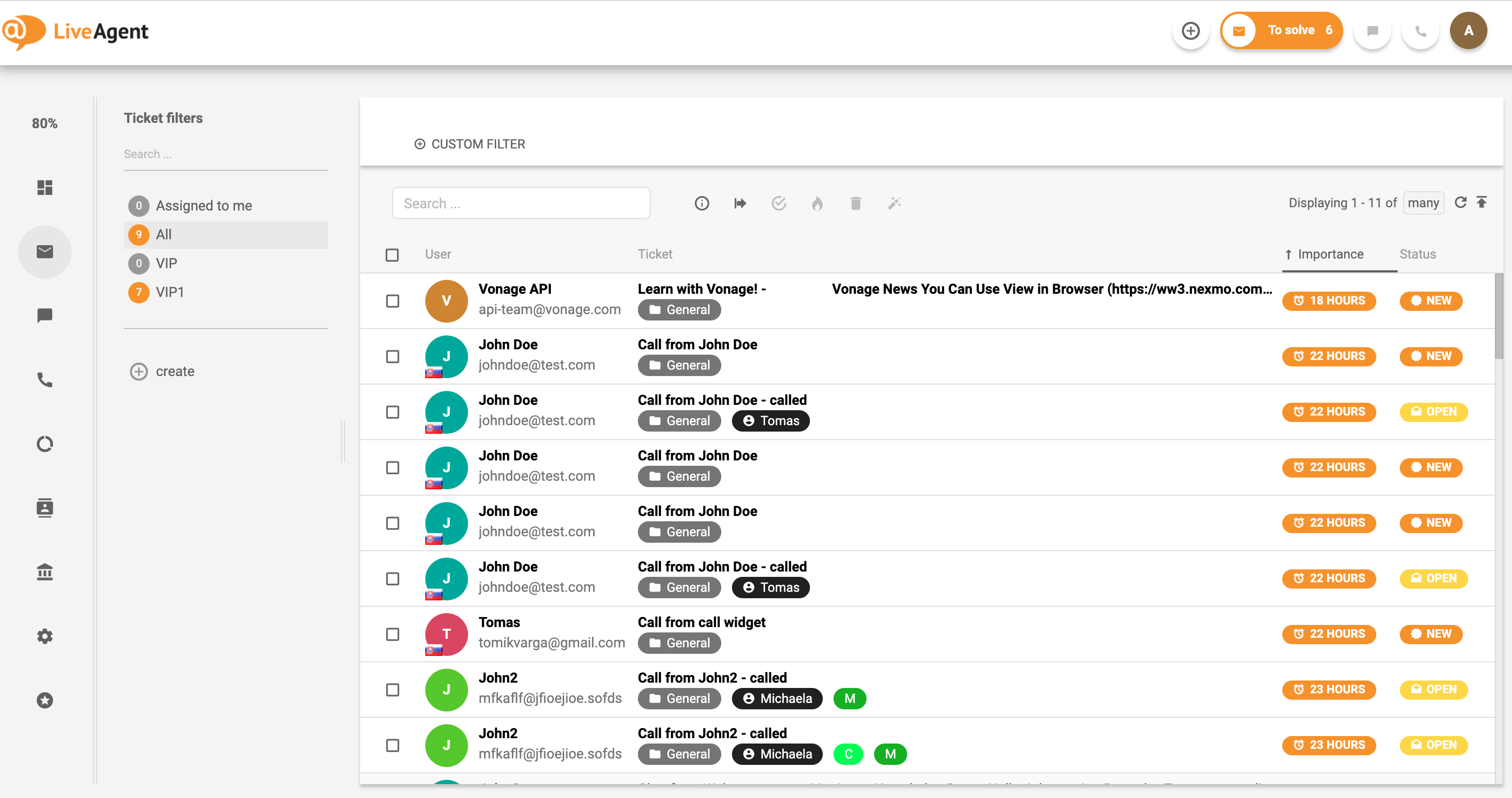 LiveAgent - Всички билети - Универсална входяща папка