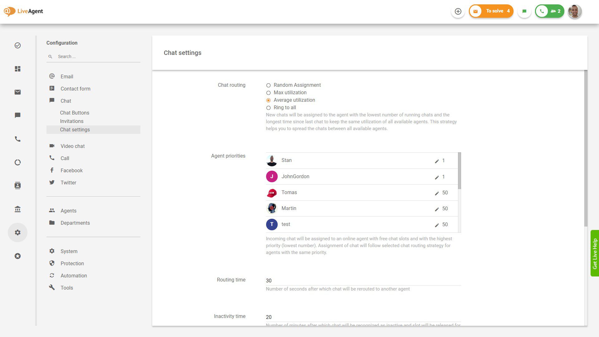 Назначаване на приоритет в LiveAgent