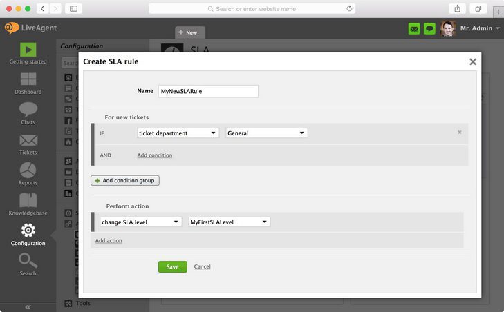 Изображение показва как да зададете нови условия и определите действието, което трябва да се предприеме