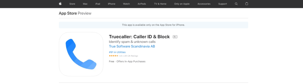 Truecaller: Caller ID & Block App Store уебсайт
