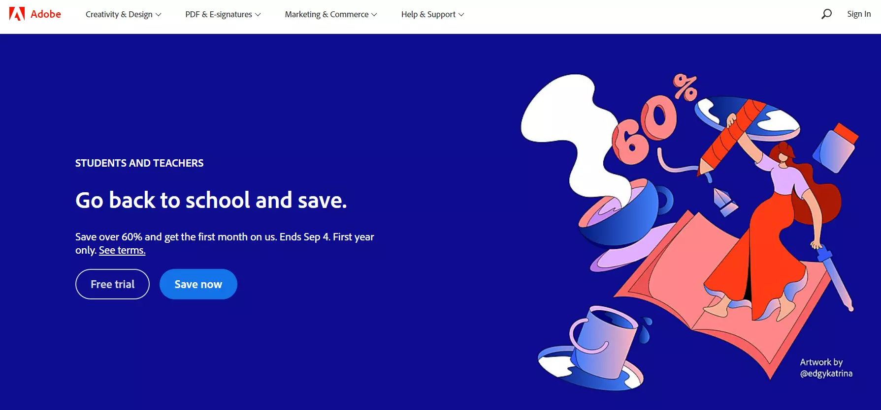 Начална страница на Adobe, демонстрираща техния софтуер за управление на съдържанието.