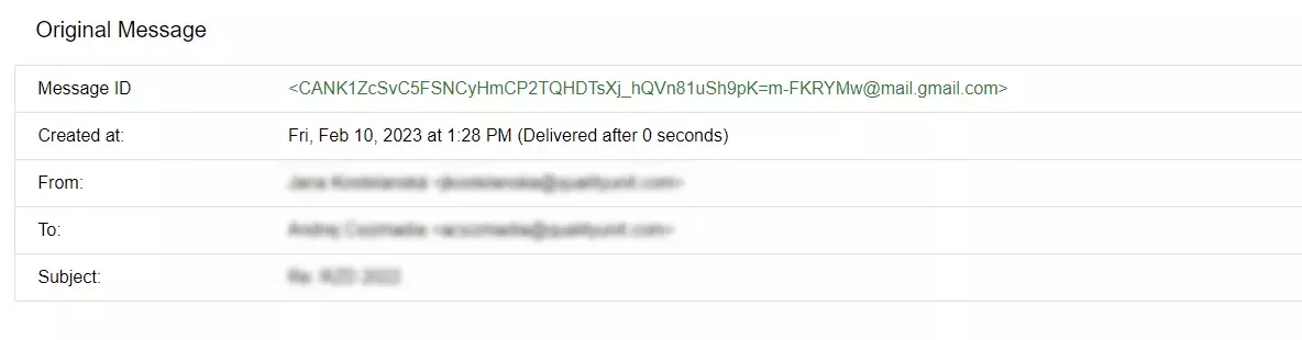 Пример на ID на имейл съобщение