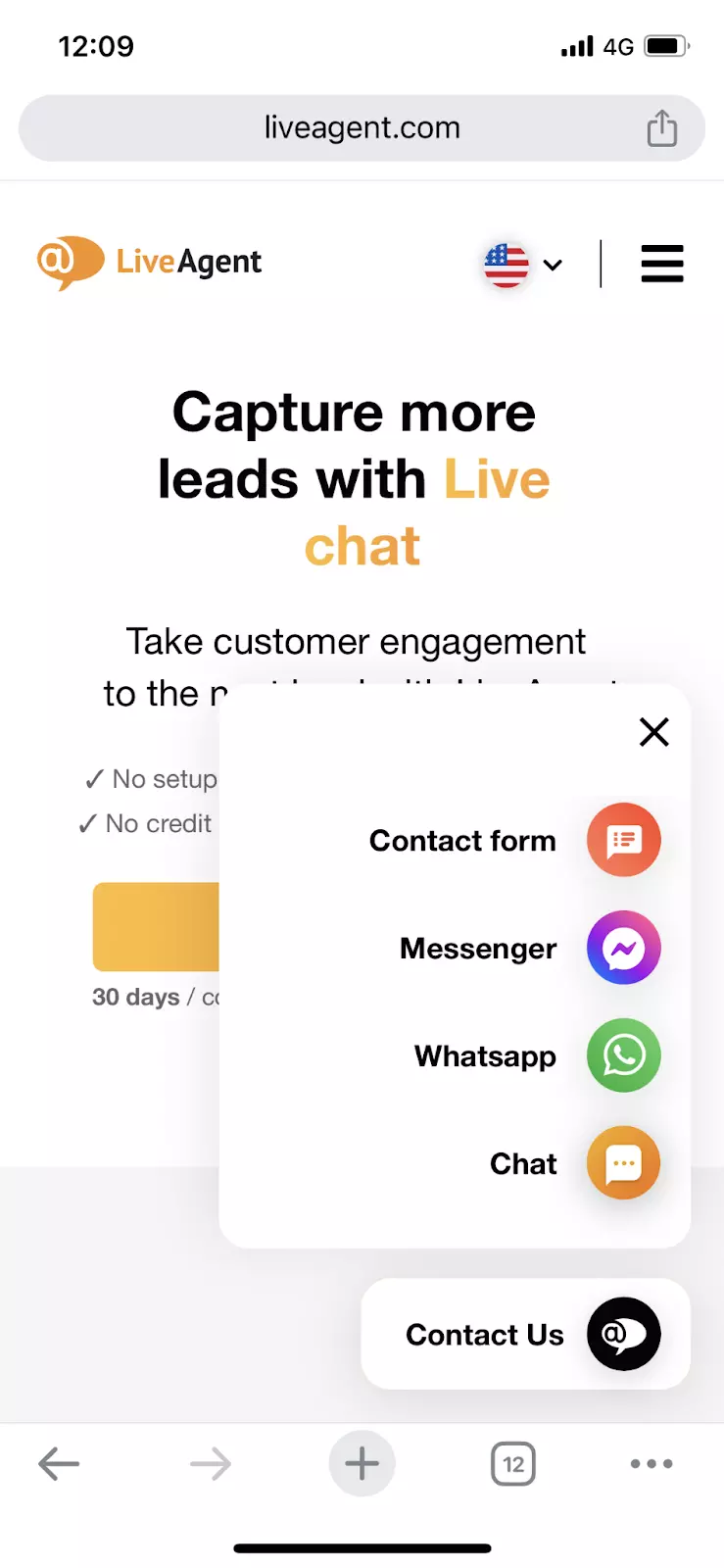 LiveAgent - бутон на живия чат на мобилен