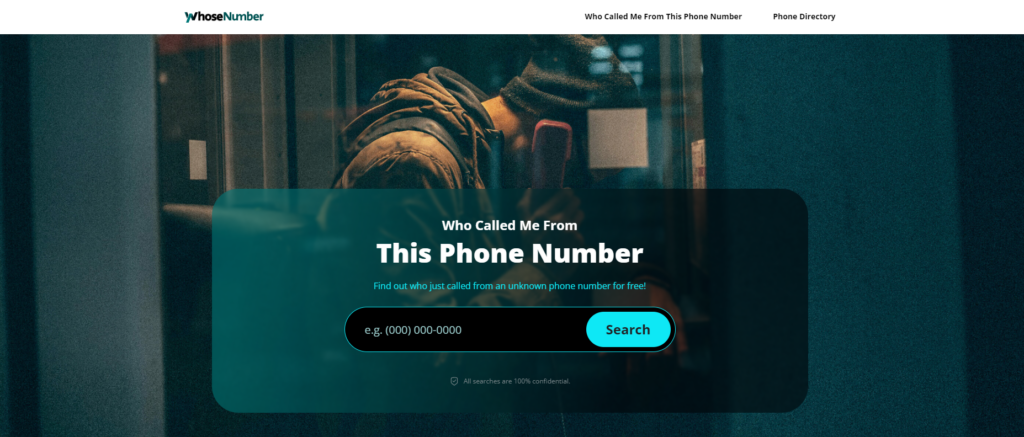 Начална страница на WhoseNumber