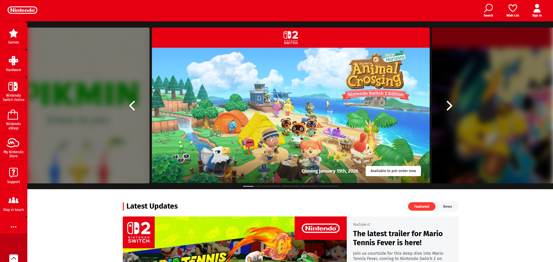 Контакти на хелп деск на Nintendo