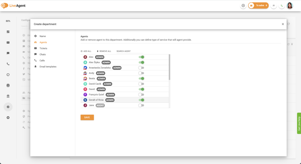 Добавяне на агенти към отделения