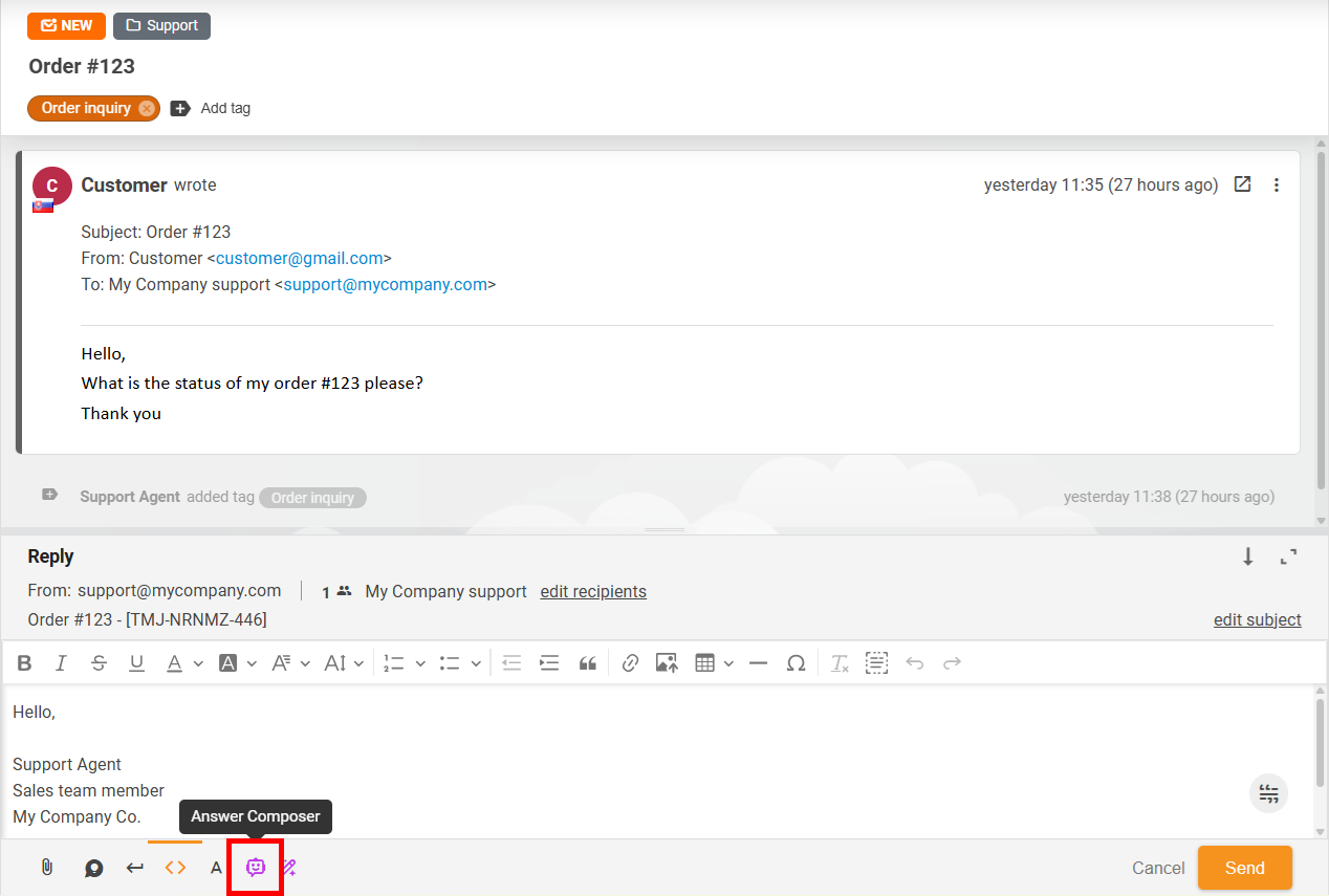 AI Answer Composer бутон