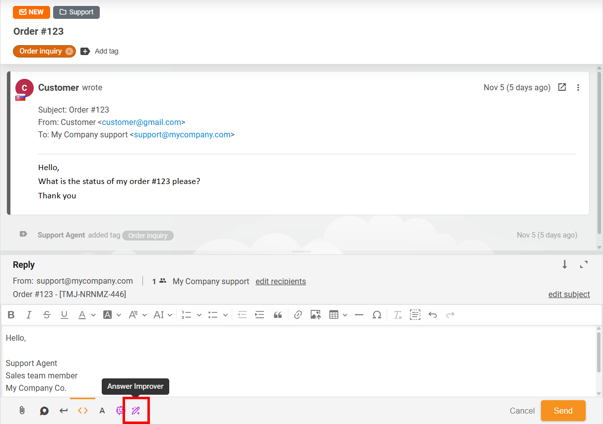 Answer Improver window general view