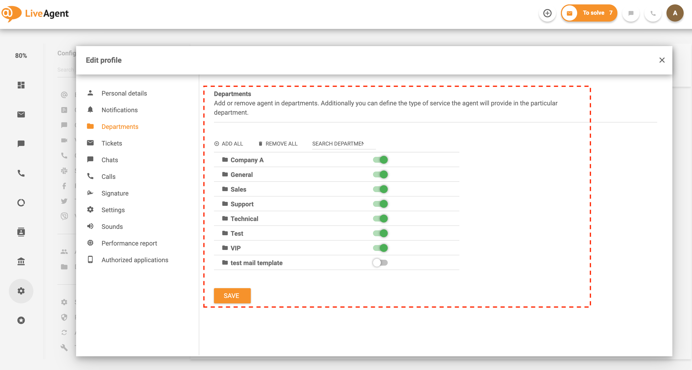 Назначаване на агенти към отделения-LiveAgents