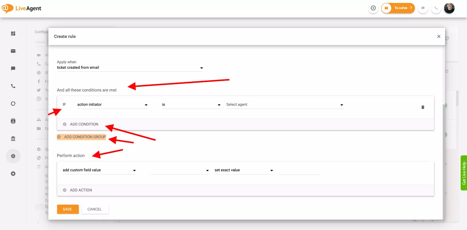 Настройка на автоматизация в LiveAgent