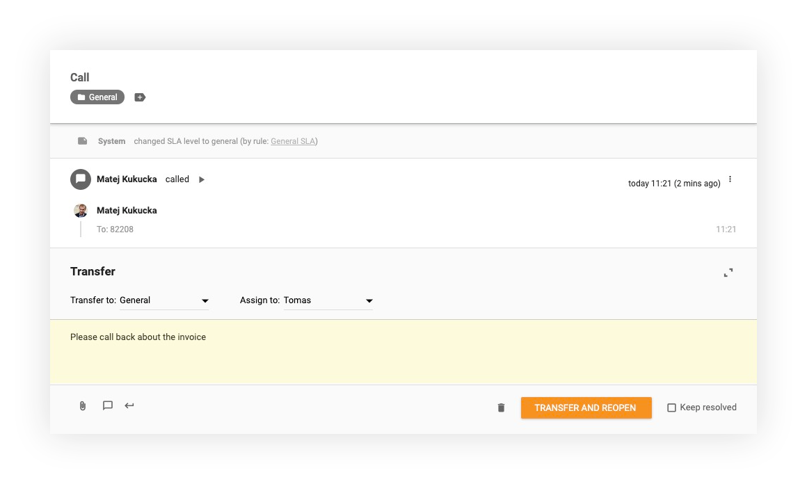 Функция за прехвърляне на разговори в LiveAgent