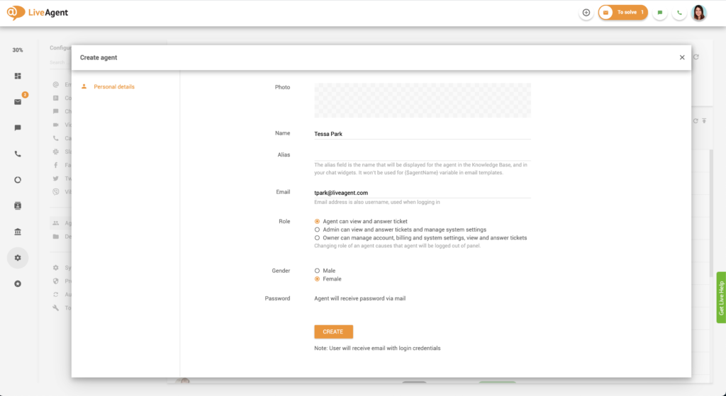 Форма за създаване на агент