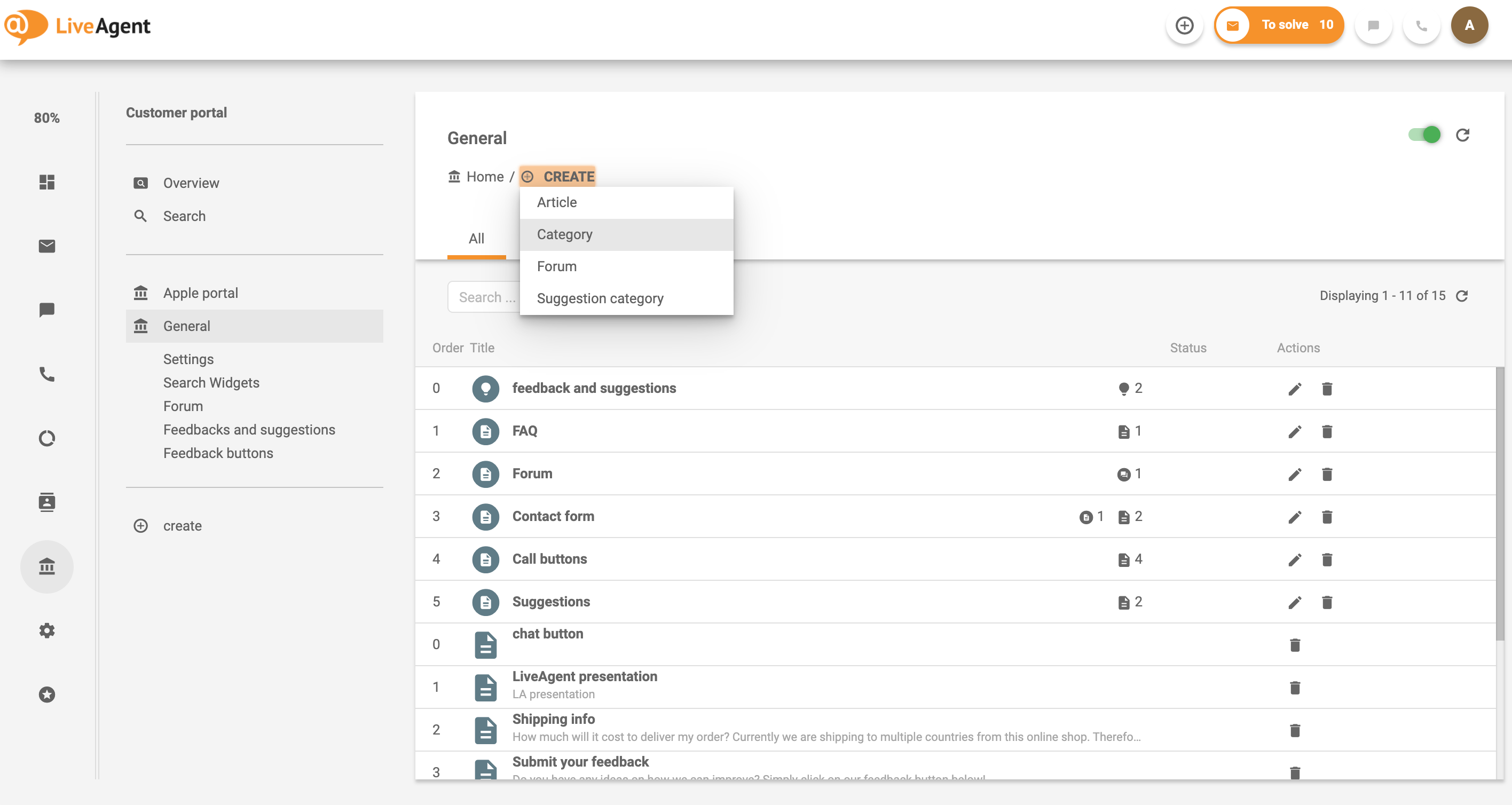 Create category for internal knowledge base