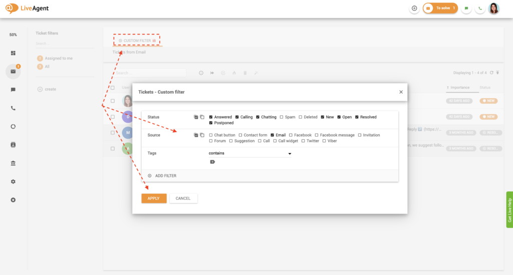 Опции на персонализирания филтър