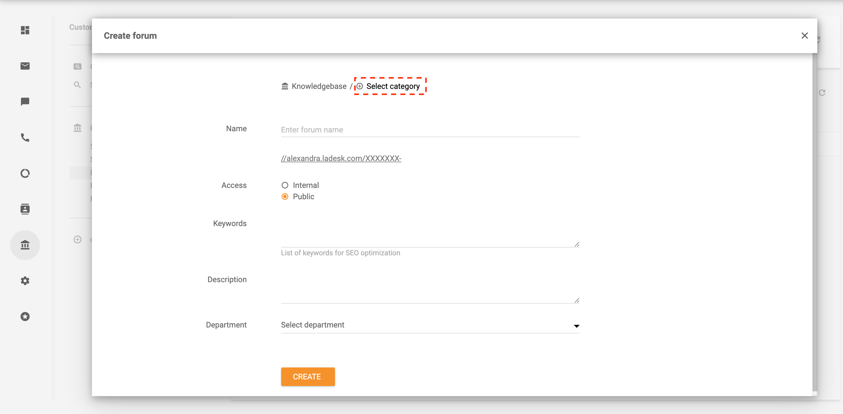 Изберете категория за форум за клиенти - LiveAgent