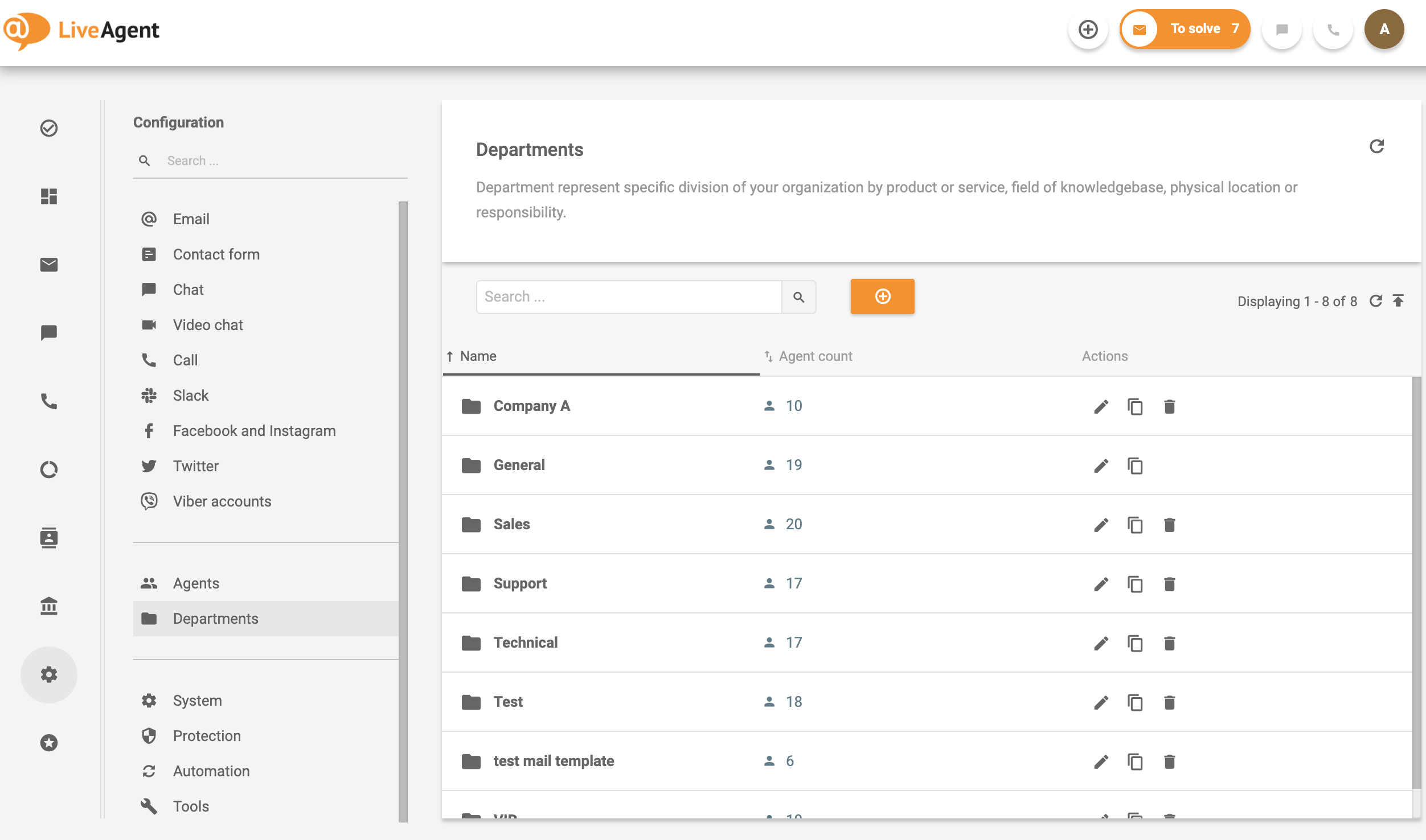 Отдели в LiveAgent