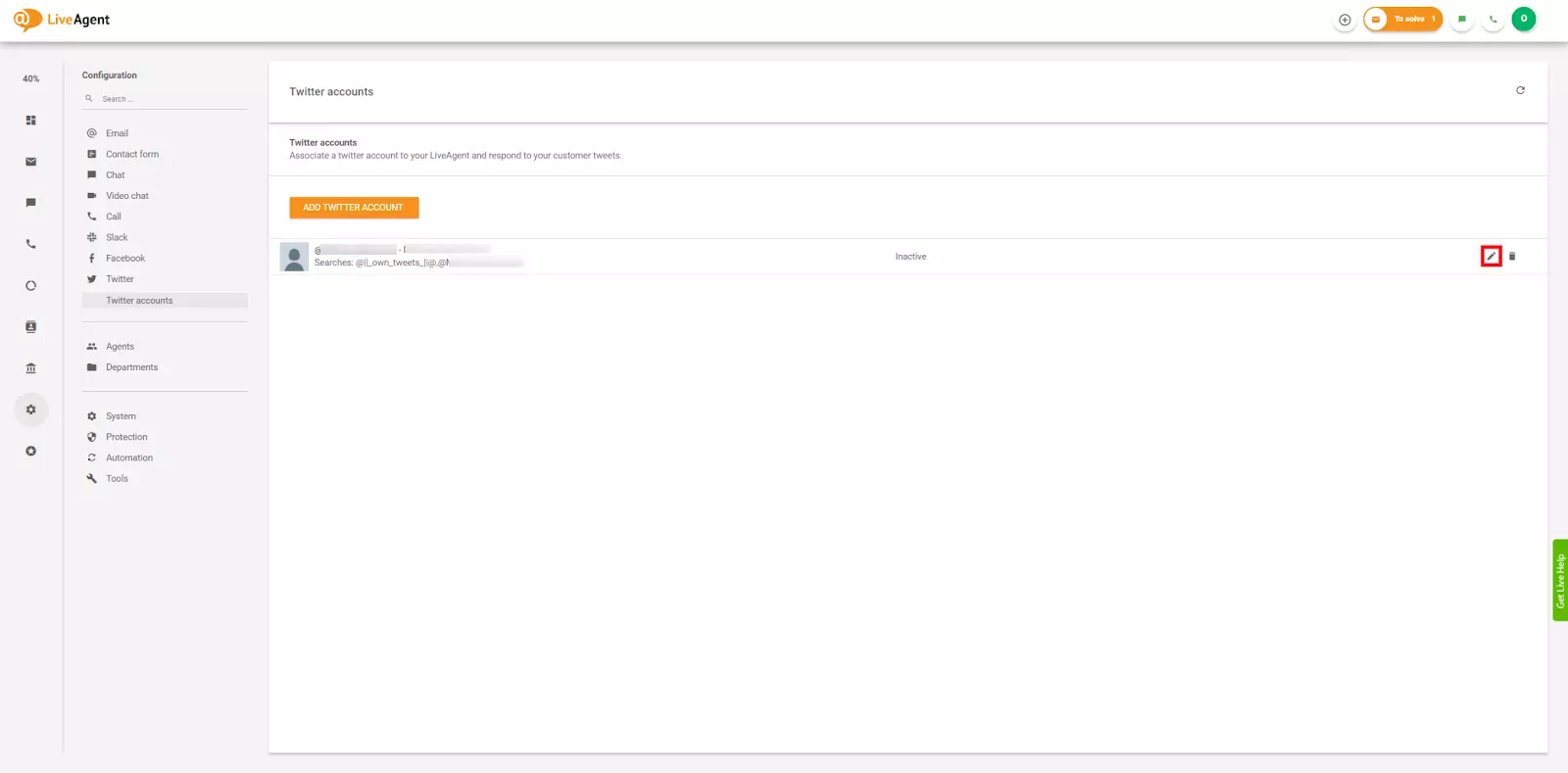 Редактиране на настройките на Twitter акаунта
