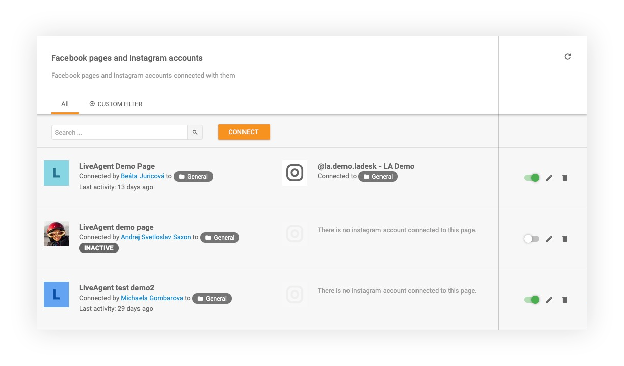 Facebook и Instagram свързани в LiveAgent
