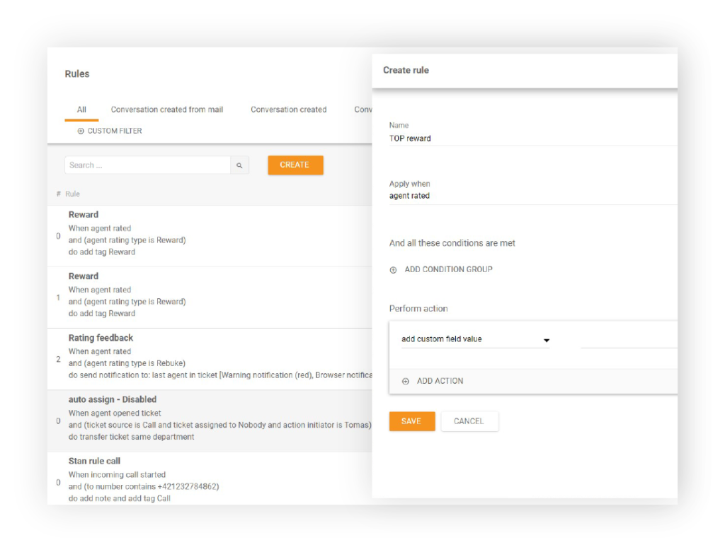 Създаване на правило в LiveAgent