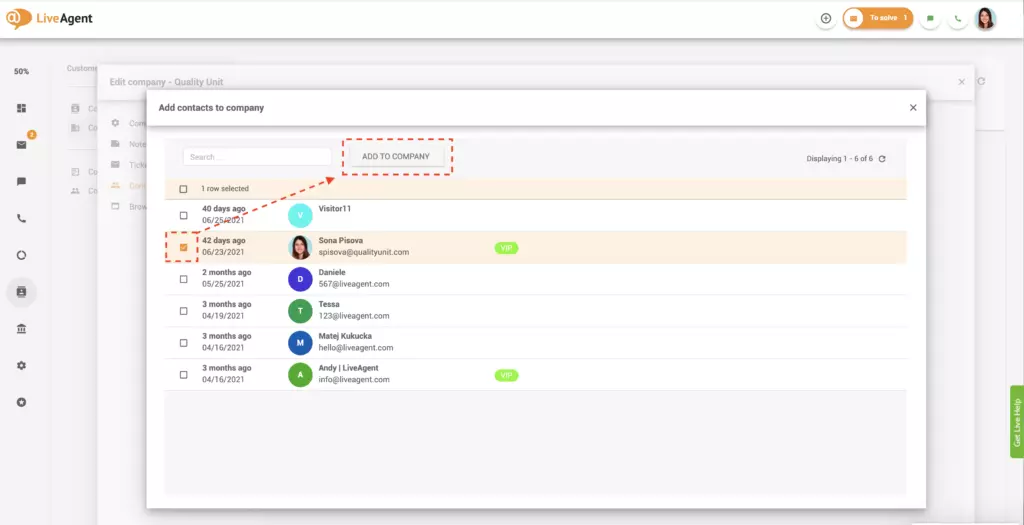 Добавяне на контакти към компании