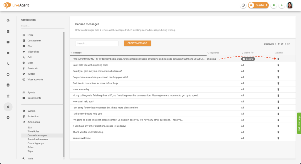 Изтриване на предварително написано съобщение