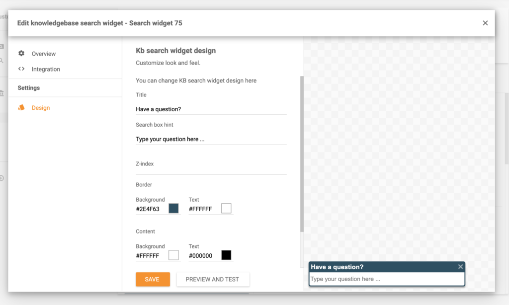 Edit search widget in LiveAgent