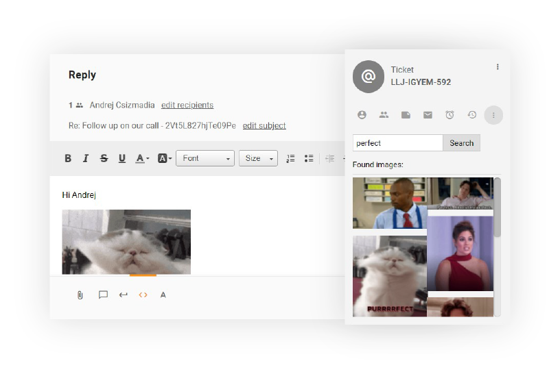 GIFs in tickets LiveAgent