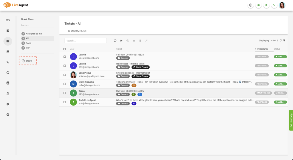 Създаване на филтър в LiveAgent