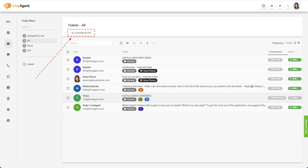 Персонализиран филтър в LiveAgent