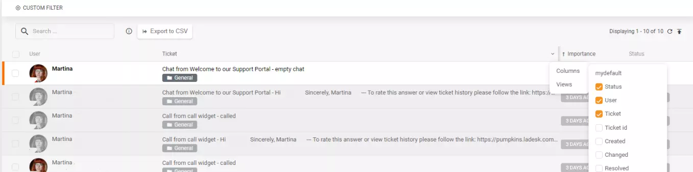 CSV експорт на специфични колони или преглеждане