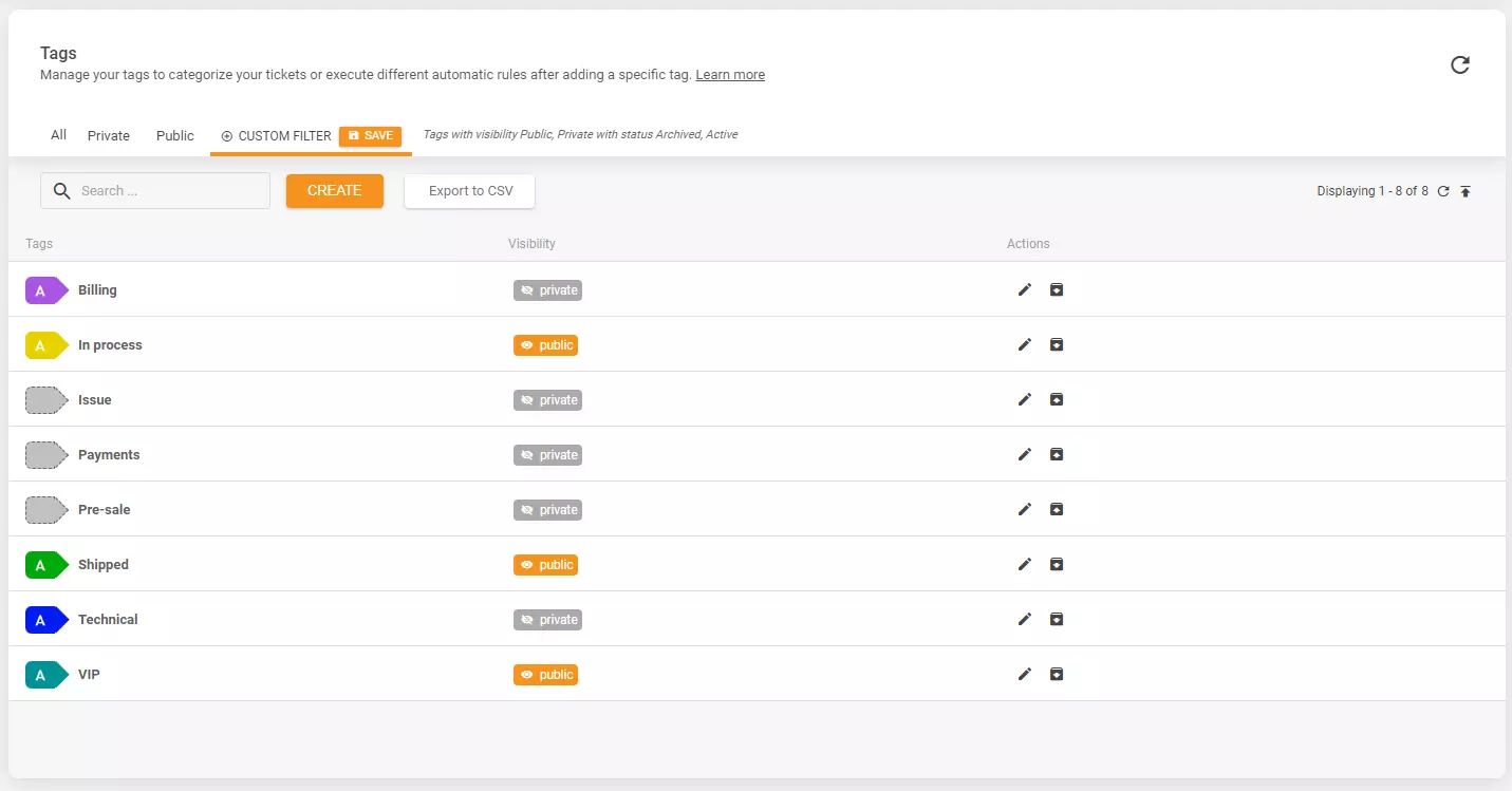 Функция за архивиране на етикети в LiveAgent