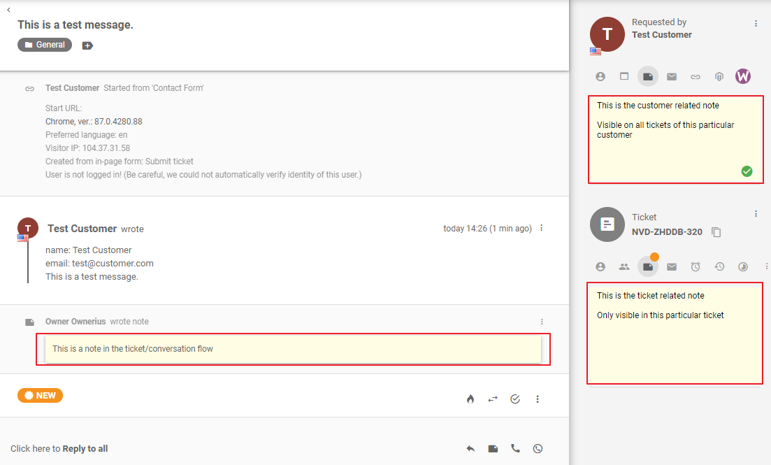 LiveAgent различни типове вътрешни бележки