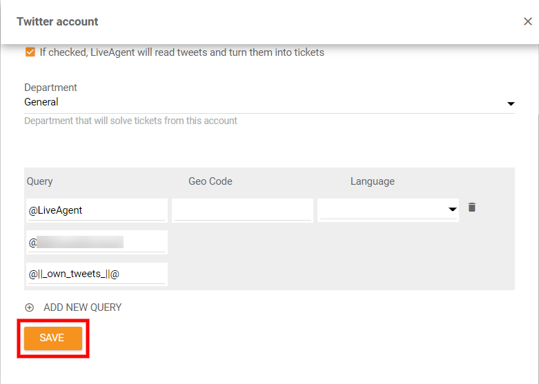 Запазване на настройките на Twitter интеграцията