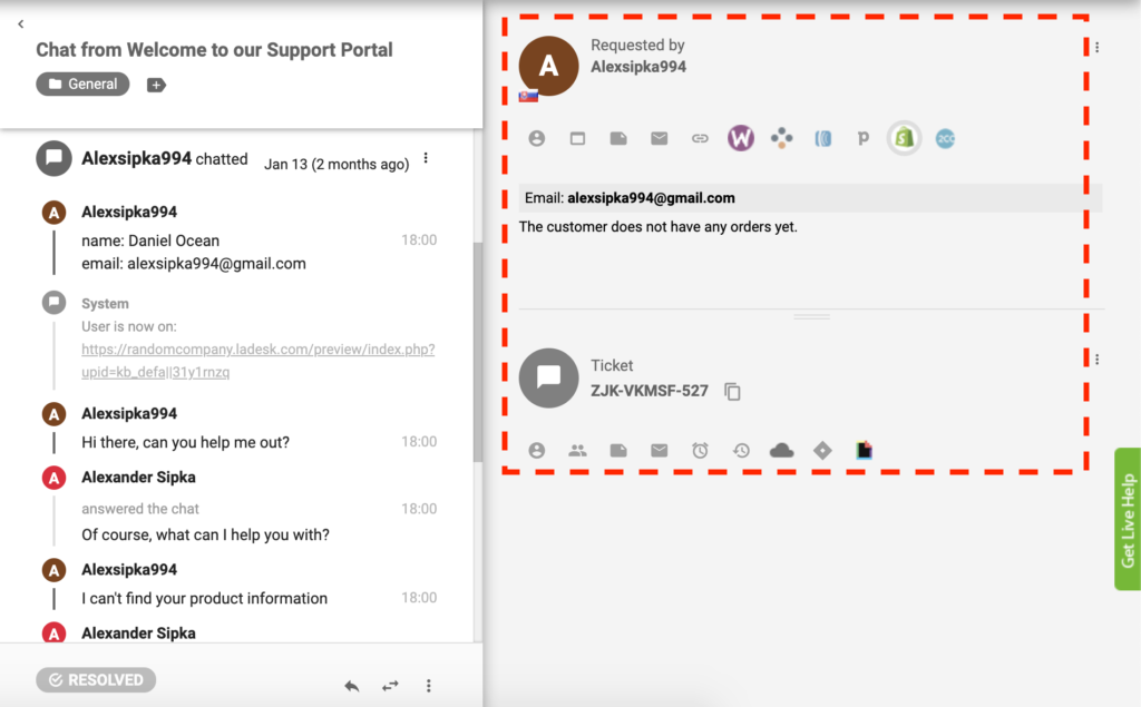 Активен Shopify плъгин в LiveAgent