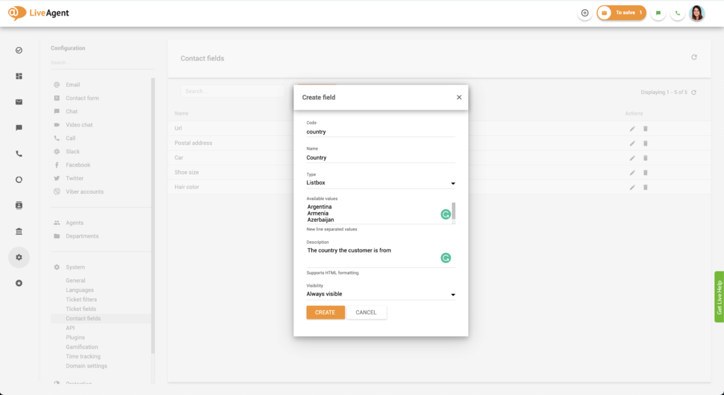 Задаване на кодово име за поле за контакти