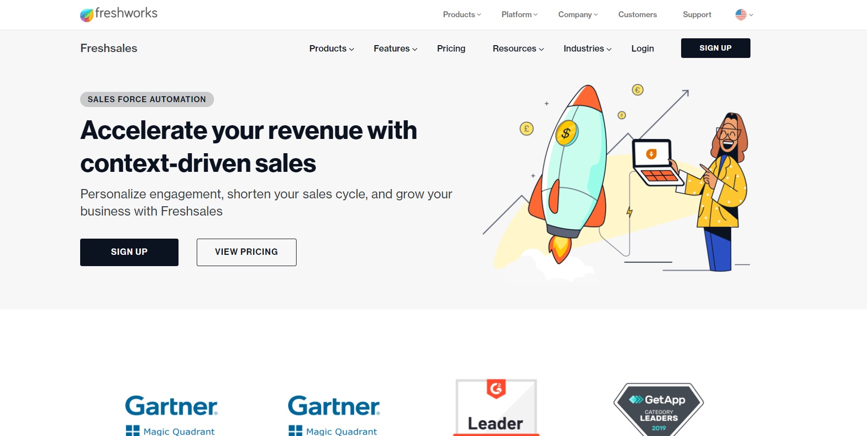Freshworks Freshsales начална страница