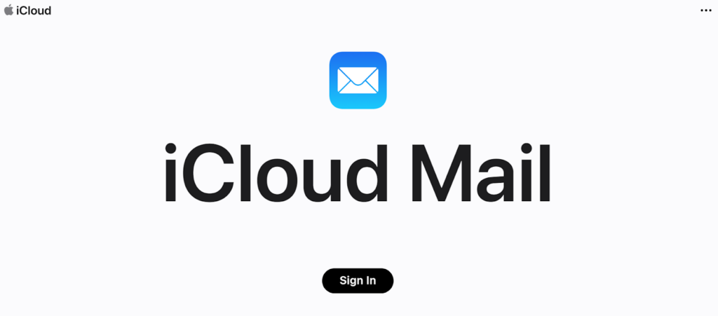 Начална страница на iCloud Mail
