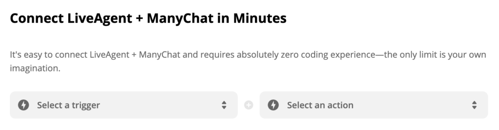 Избиране на тригер и действие в Zapier