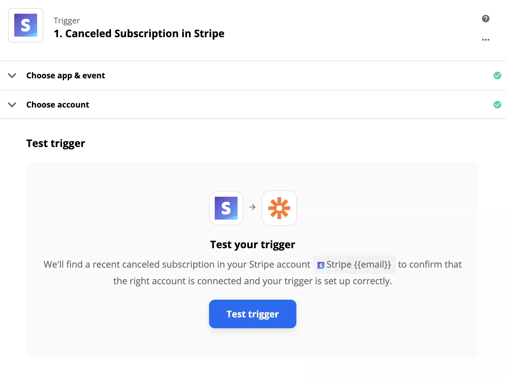 Stripe trigger тест в Zapier