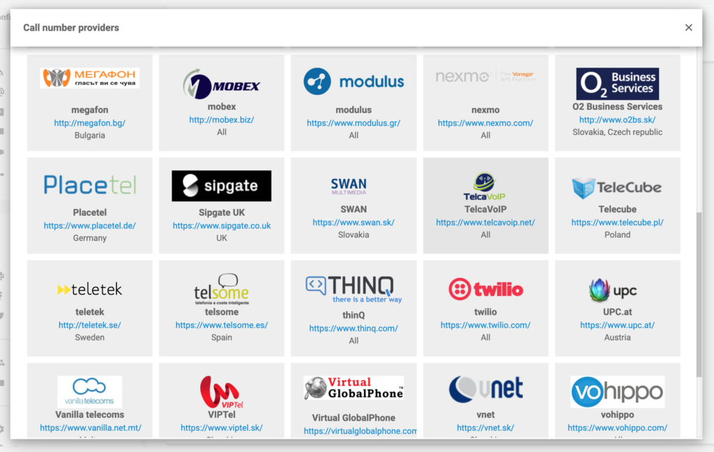 Доставчици на телефонни номера с LiveAgent