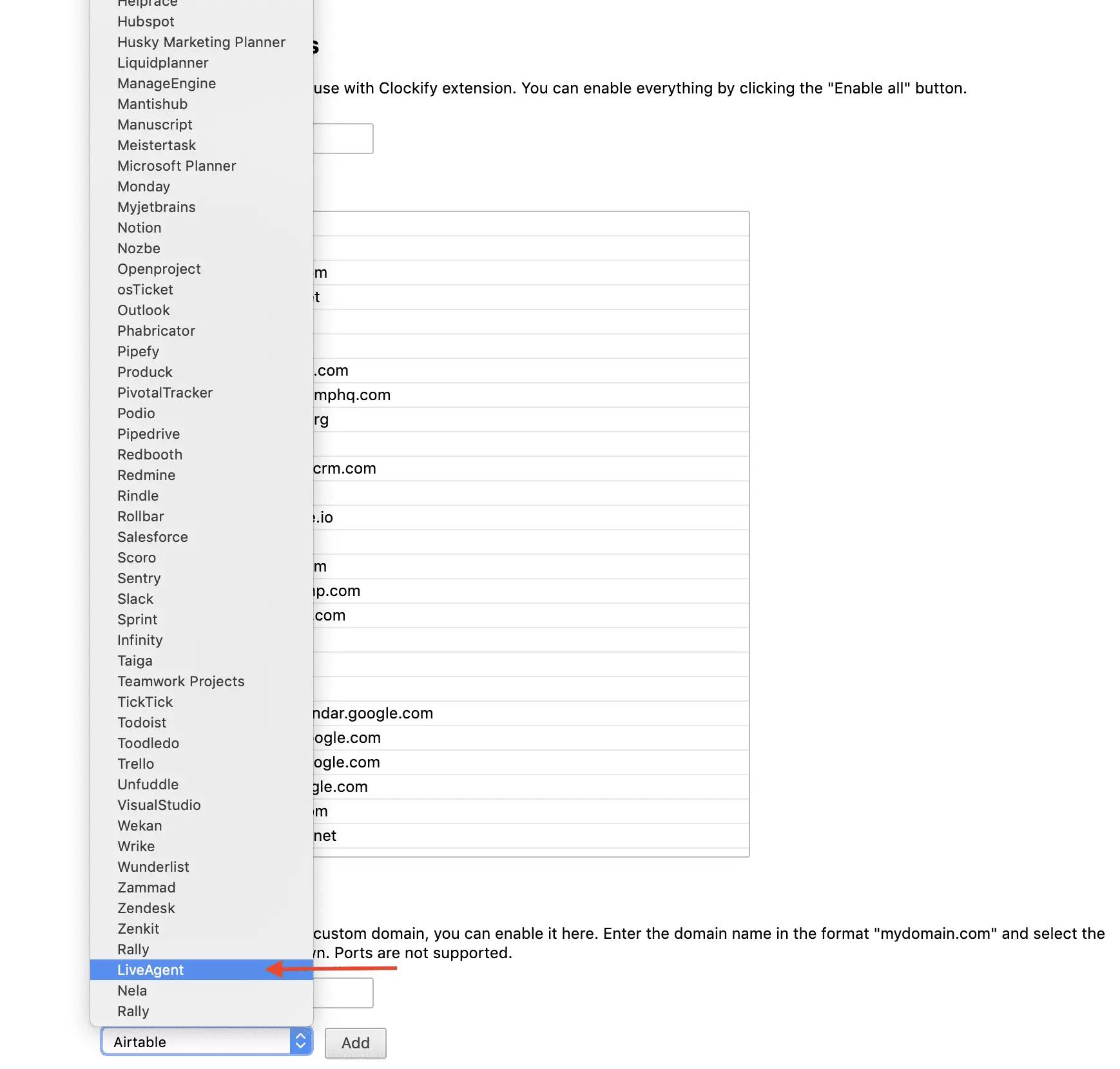 Clockify LiveAgent integration