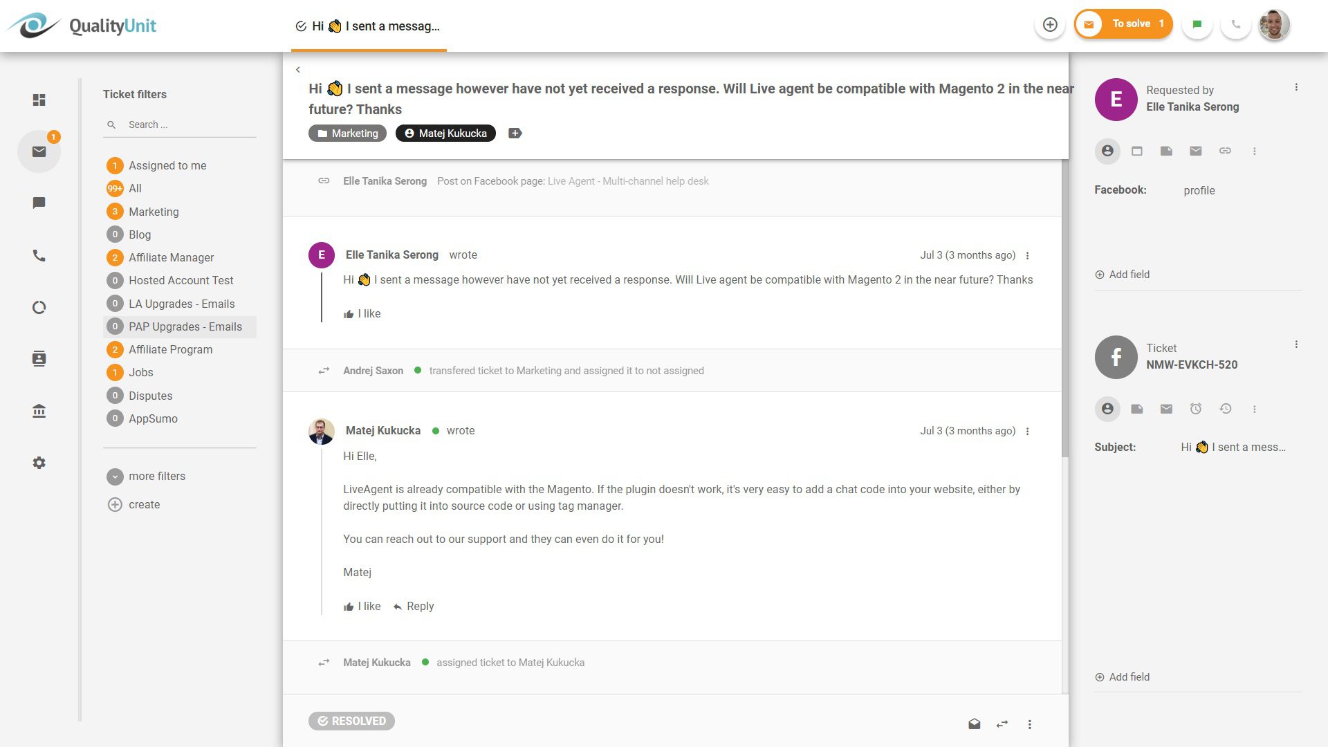Отговаряне на Facebook публикации от LiveAgent