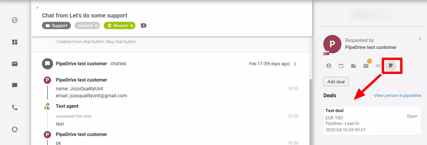 Функции на интеграцията на PipeDrive в LiveAgent
