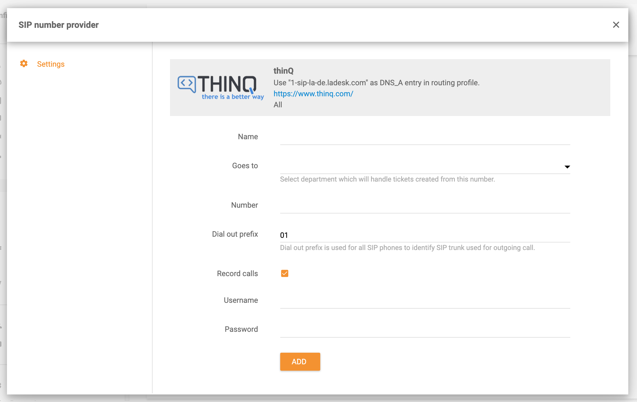 ThinQ интеграция в LiveAgent