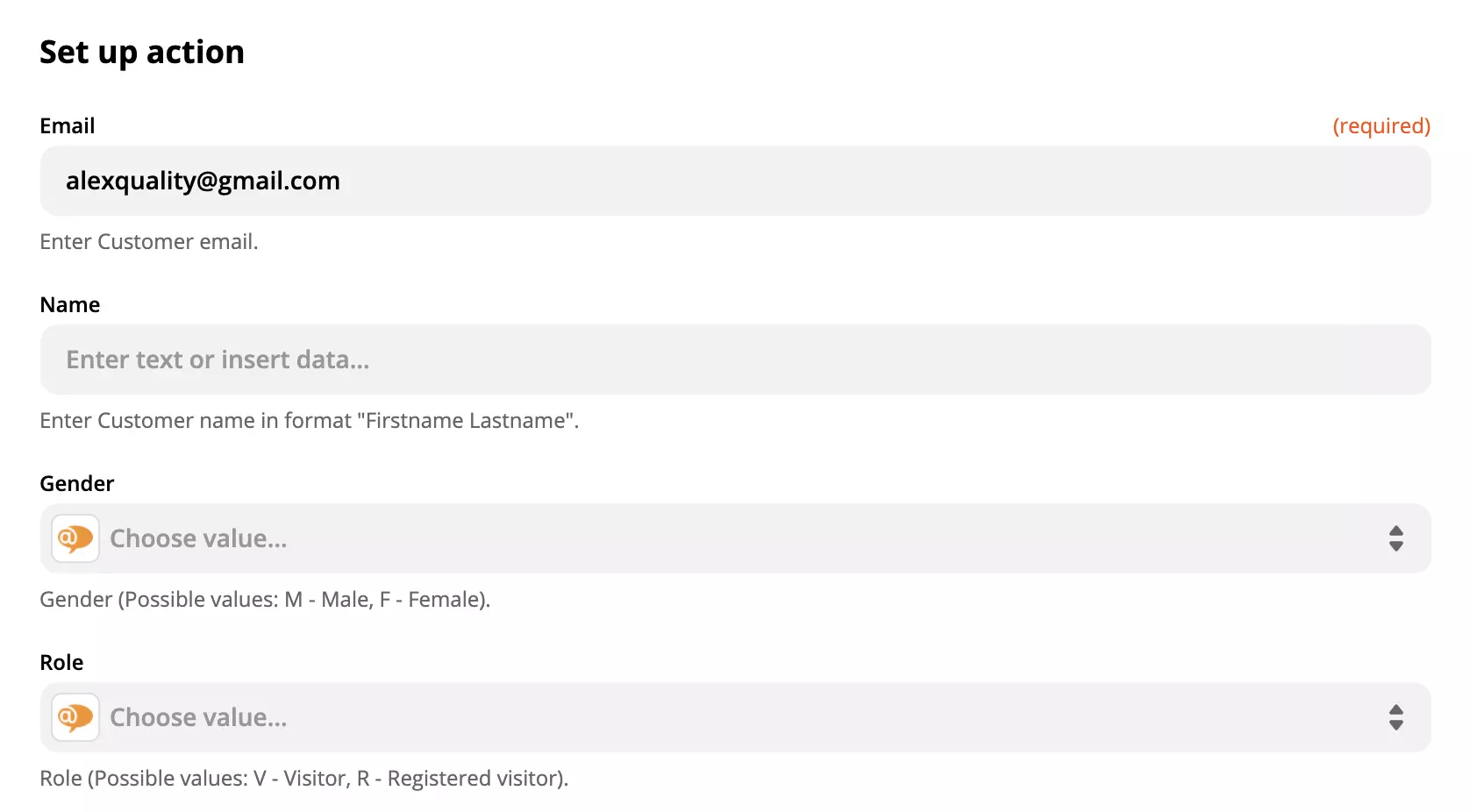 Настройка на действието LiveAgent в Zapier