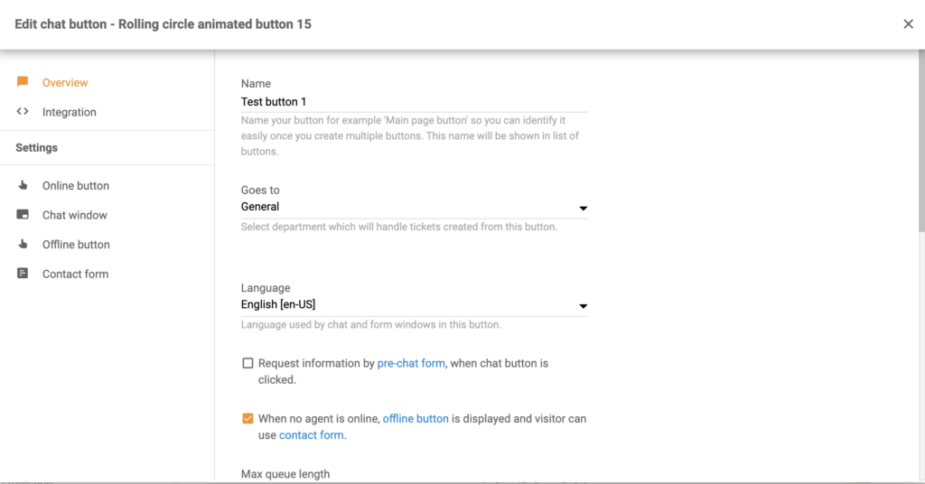 Конфигурирайте чат бутона в LiveAgent