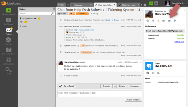 GetResponse LiveAgent интеграция